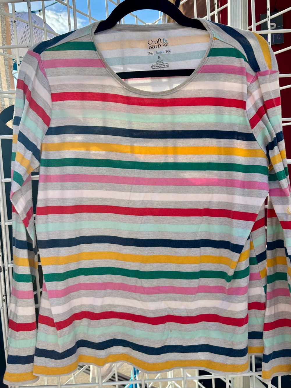 Croft & Barrow Women's Multi-Color Striped Long Sleeve Tee